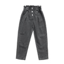 Casual High Waist Elastic Denim Pants for Girls childrensterritory