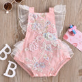 Baby Girls Cute Flower Lace Design Sleeveless Rompers childrensterritory