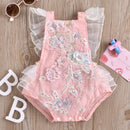 Baby Girls Cute Flower Lace Design Sleeveless Rompers childrensterritory