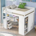 Full-size Loft Bed with Closets and Two-Drawer Desk with Cabinet childrensterritory