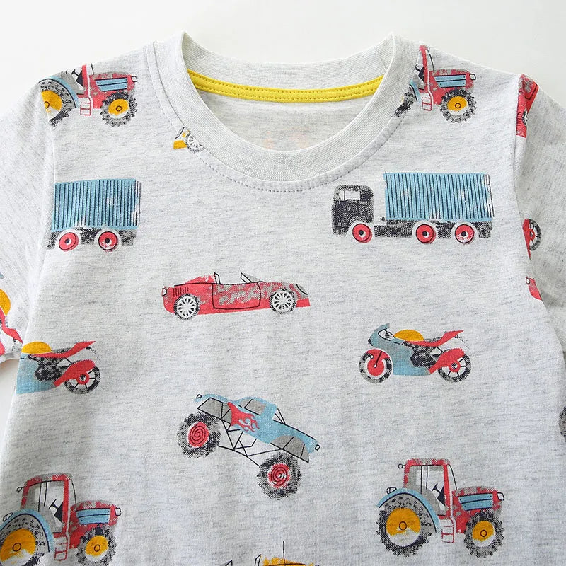 Boys Vehicles Print Casual Summer T-shirt