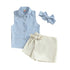 Kids Girls Striped Vest and Tie-up Shorts Set for Summer childrensterritory