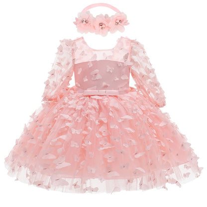 Butterfly Decorated Baby Girl Princess Birthday Dresses childrensterritory