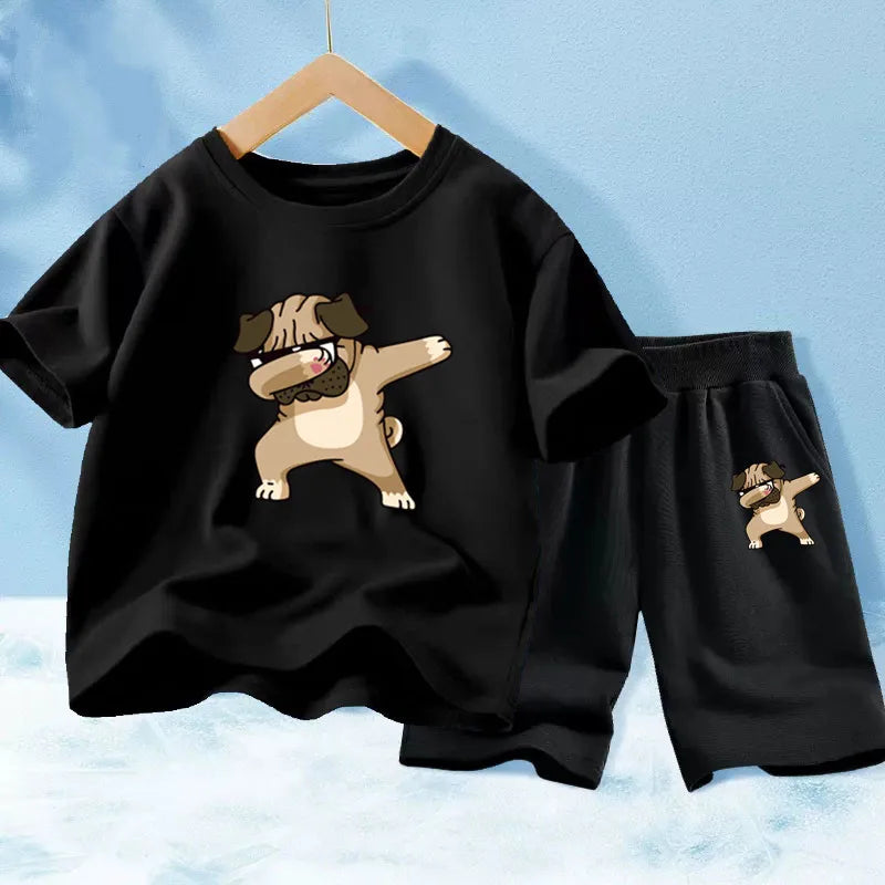 Kids Boys Music Headset Print T-shirt and Shorts Set childrensterritory