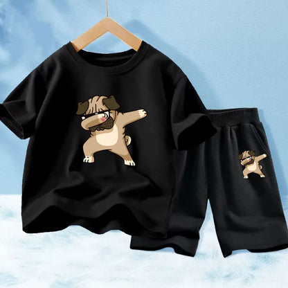 Kids Boys Music Headset Print T-shirt and Shorts Set childrensterritory