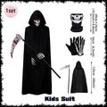 Halloween Death Black Cloak and Skeleton Costume Prop Set