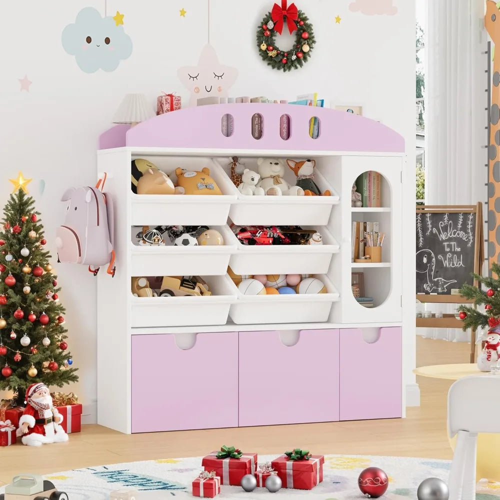 Big Toy Organizer with Six Toy Bins and Three Drawers