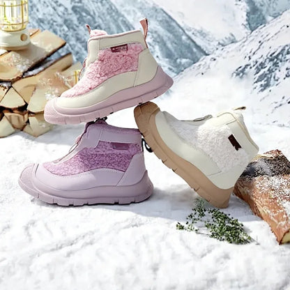 Kids Purple Black High Top Warm Furry Shoes