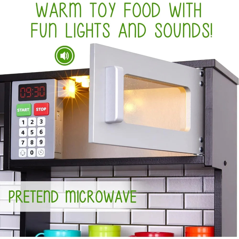 Large High Quality Kids Pretend Wooden Play Kitchen Set childrensterritory