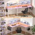 Corner Gaming Desk With LED Lights and Storage Shelves childrensterritory
