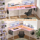Corner Gaming Desk With LED Lights and Storage Shelves childrensterritory