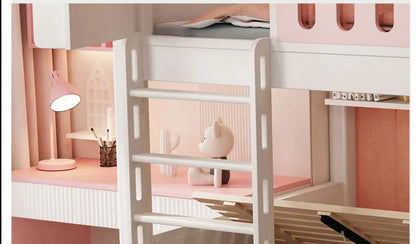 Kids Castle Bunk Bed with Treehouse and High Guardrails childrensterritory