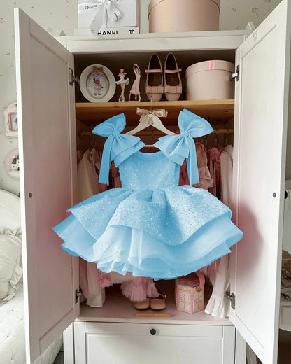 Sequins Beading with Bow Design Flower Girl Dresses for Party childrensterritory