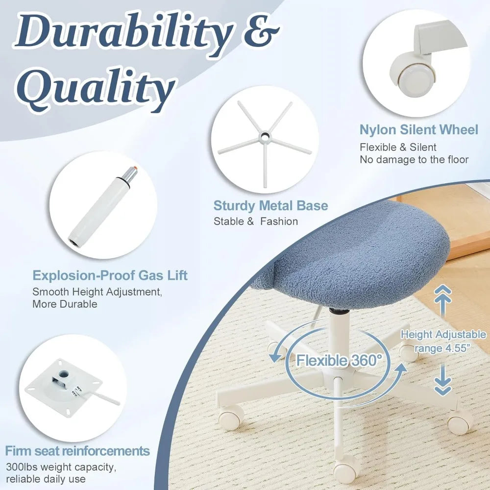 Wheeled, Armless Office Chair with Lumbar Support childrensterritory