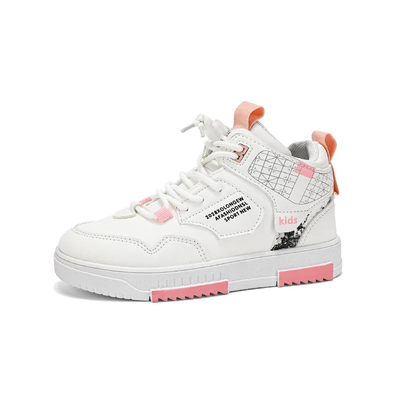 Kids White Casual School Tennis Sports Sneakers