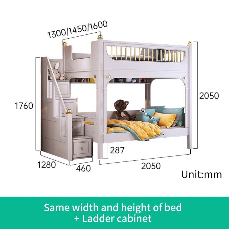 Multifunctional Kids Bunk Bed with Safety Fence and Storage childrensterritory