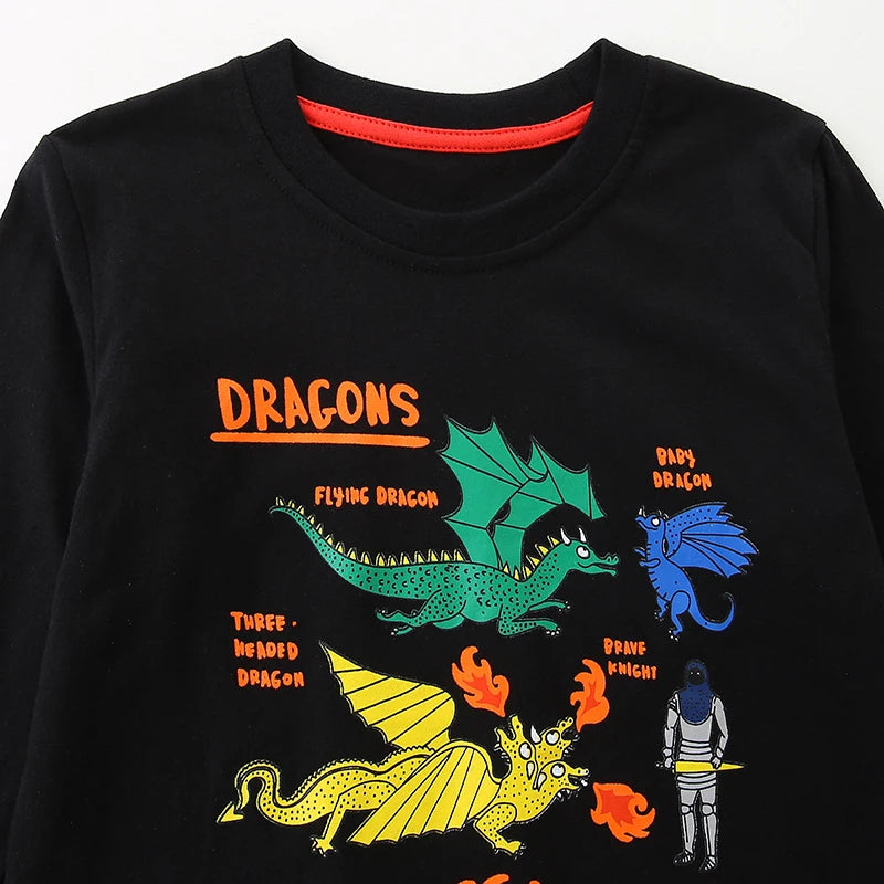Cartoon DRAGONS Design Little Boys Long Sleeve T-shirts childrensterritory
