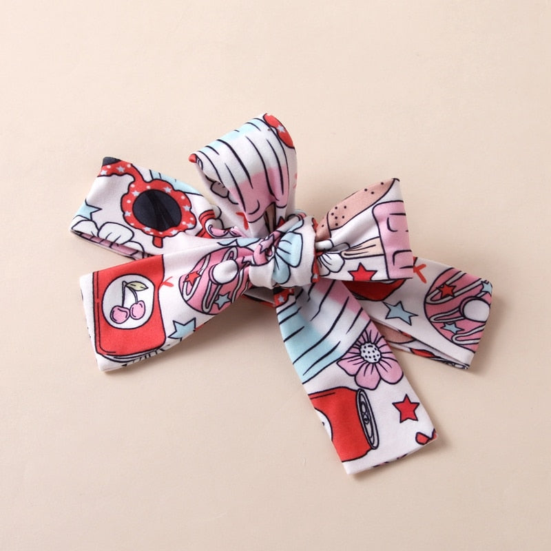 Flag and Floral Print Independence Day Baby Girl Clothes childrensterritory