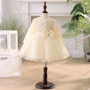 Toddler Girl Elegant Lace Bow Design Baptism Dress