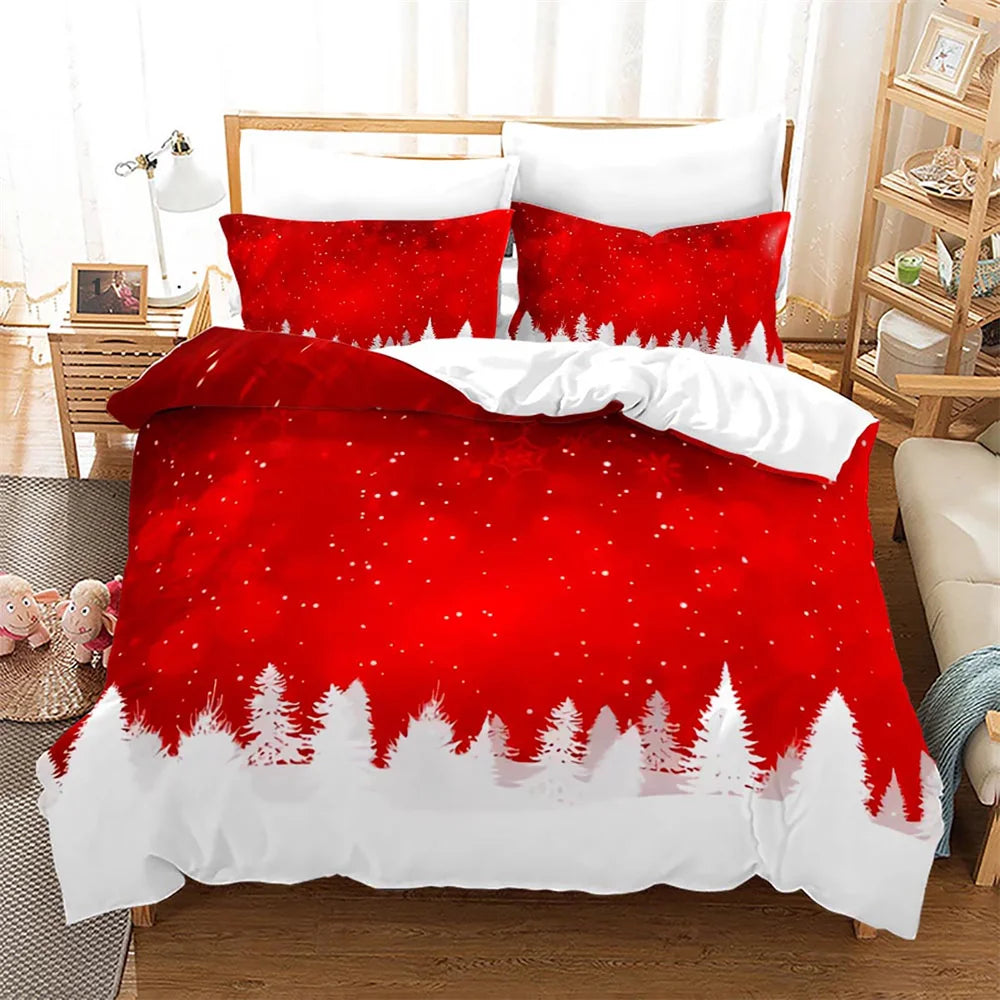 Snowflake Bells Pattern Christmas Duvet Cover Set for Kids Bed childrensterritory