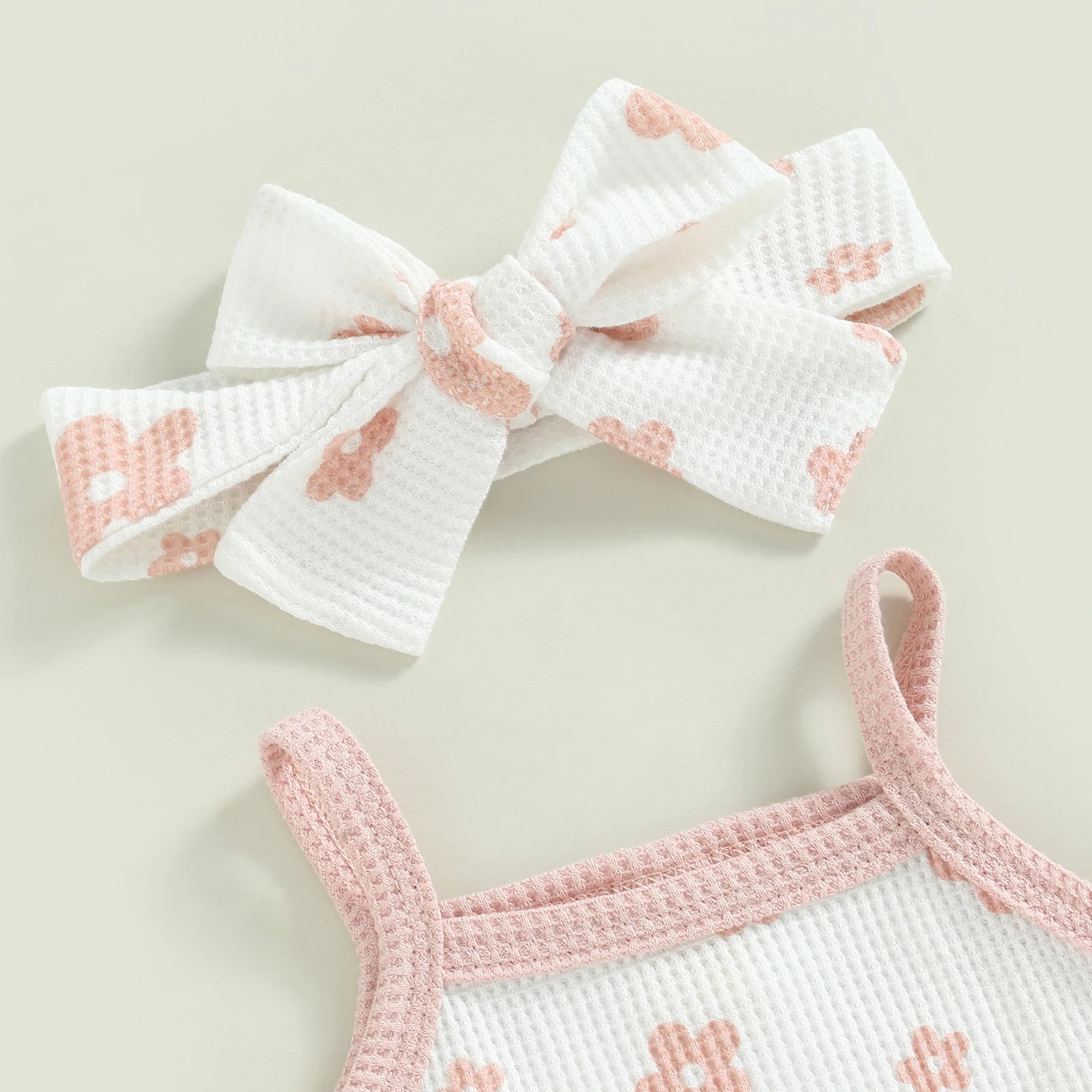 Baby Girl Floral Spaghetti Straps Sleeveless Romper Set