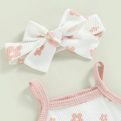 Baby Girl Floral Spaghetti Straps Sleeveless Romper Set