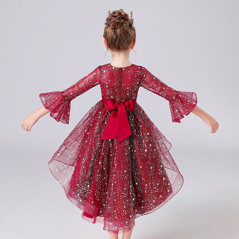 Kids Girls Elegant Stars Sequin Trailing Party Dresses childrensterritory