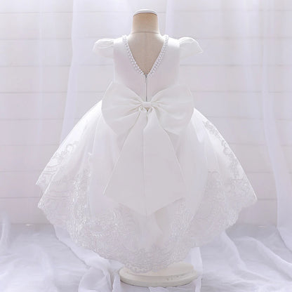 Baby Girls Bow Design Tulle 1st Birthday/Baptism Dresses childrensterritory