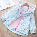 Stylish Rainbow and Unicorn Print Hooded Windbreaker for Kids childrensterritory
