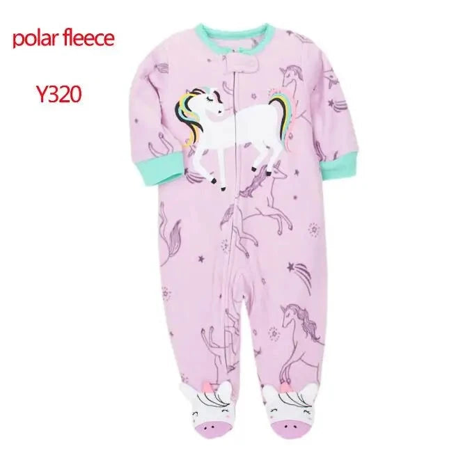 Newborn Baby Zipper Up Overalls Fleece Romper for Winter childrensterritory