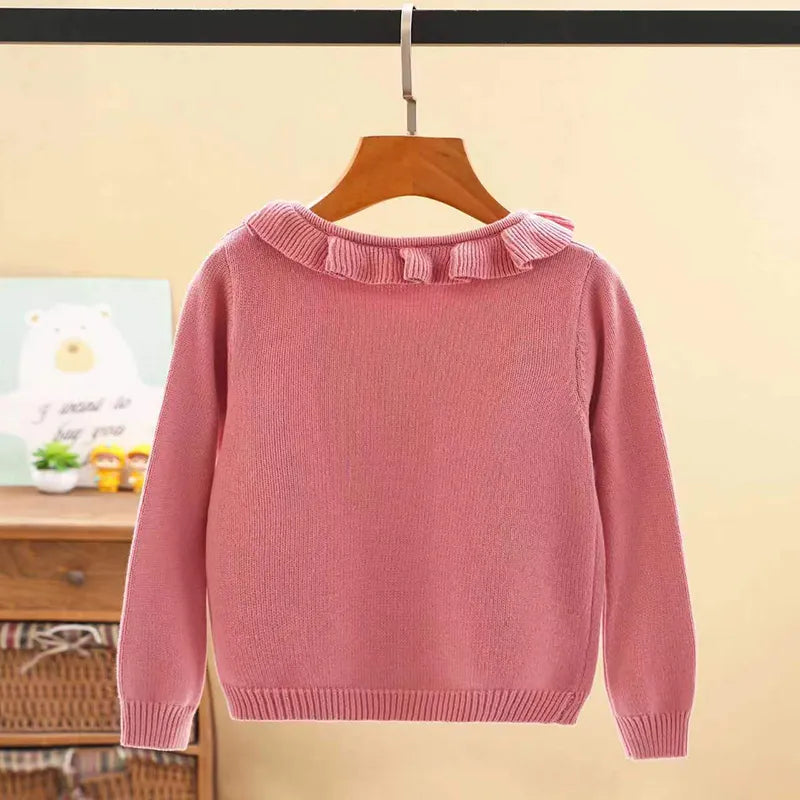 Kids Girls Floral and Rabbit Embroidery Knitted Cardigans childrensterritory