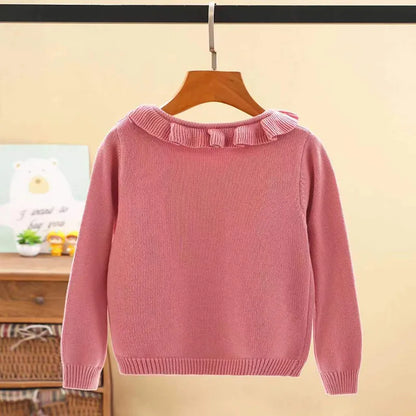 Kids Girls Floral and Rabbit Embroidery Knitted Cardigans childrensterritory