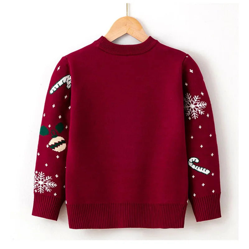 Long-Sleeve Winter Sweater with Christmas Print