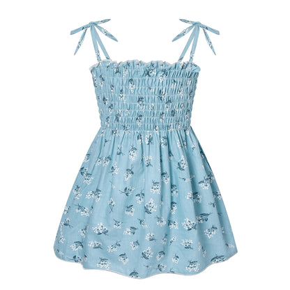 Little Girls Floral Halter Style Summer Cotton Dresses childrensterritory