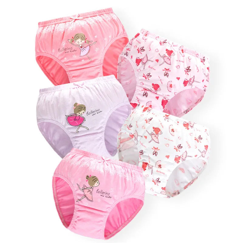 Cartoon Print 5Pcs/Set Girls Breathable Cotton Briefs