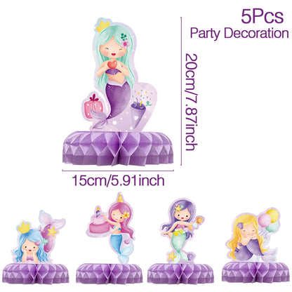 Mermaid-themed Kids Birthday Party Decorations and Tableware Set