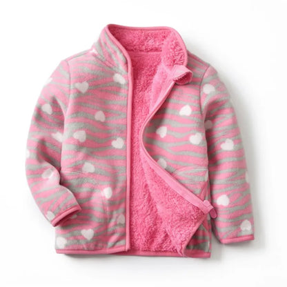 Little Girls Printed Winter Fleece Jackets childrensterritory