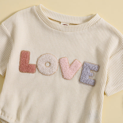 Love Embroidery Baby Unisex Summer Bodysuit childrensterritory