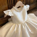 Pearl Neck Design Fluffy Kids Girls First Communion Dresses childrensterritory