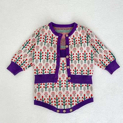 Baby Girl Hollow Out Knitwear Outfit Set