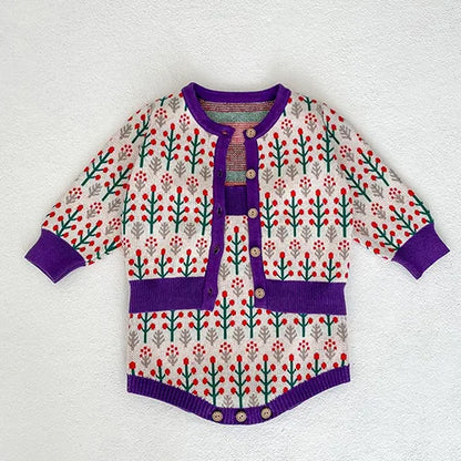Baby Girl Hollow Out Knitwear Outfit Set