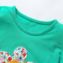 Kids Girls Cartoon Flowers Design Cotton Tops for Summer childrensterritory