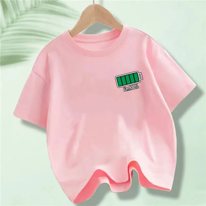 Kids 100% Full Battery Design T-shirts for Summer childrensterritory
