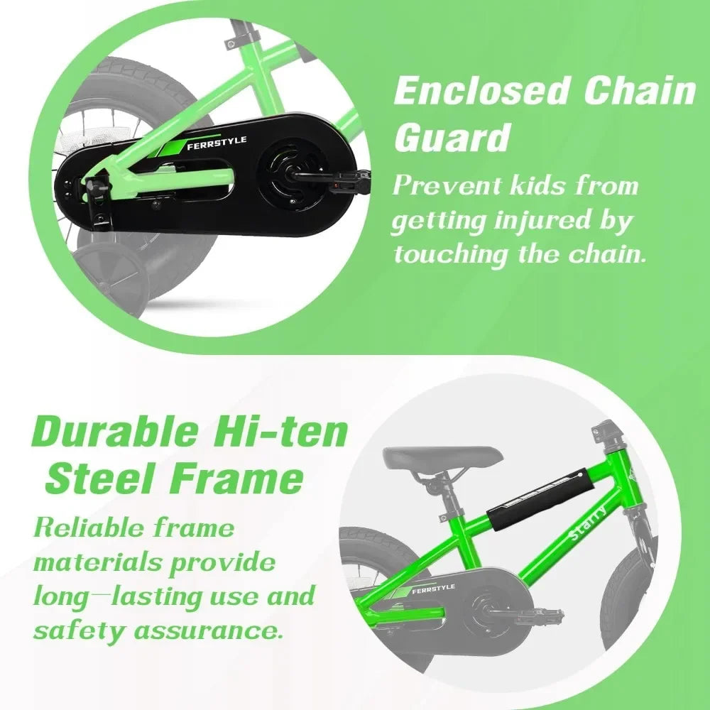 Kids BMX Style Bicycle with Training Wheels &amp; Coaster Brake childrensterritory