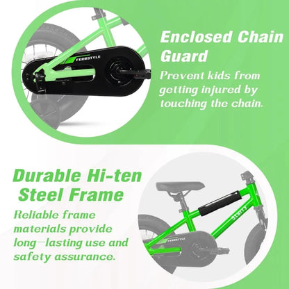 Kids BMX Style Bicycle with Training Wheels &amp; Coaster Brake childrensterritory