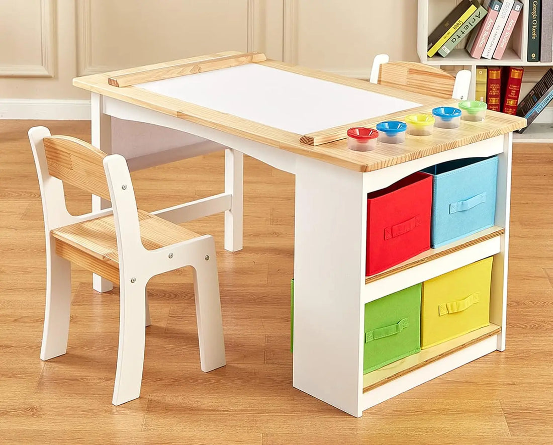 Kids Craft Table with Large Storage & Paper Rolls