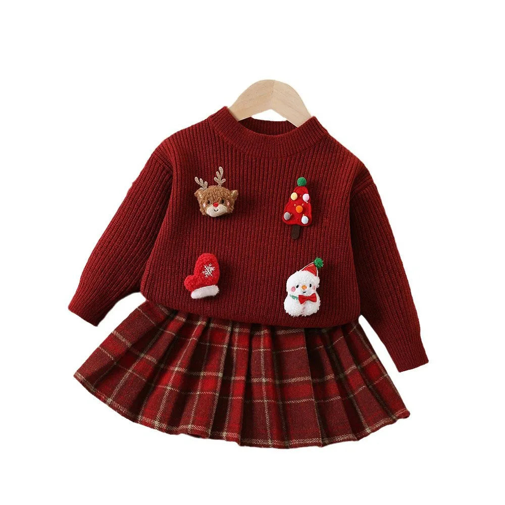 Long-Sleeved Cartoon Design Winter Dresses For Girls