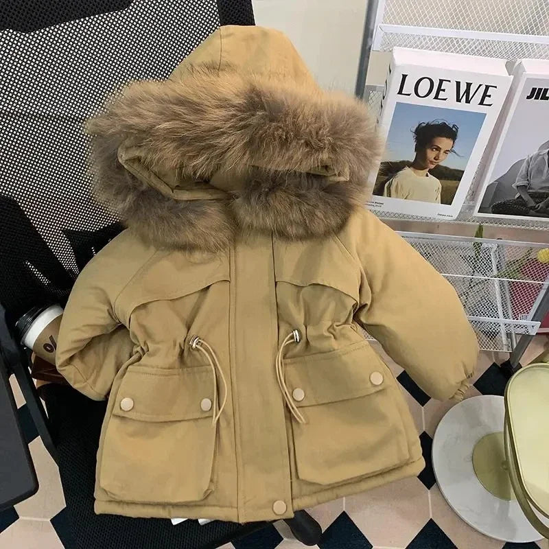 Girls’ Long-Sleeved Soft And Fluffy Winter Jackets childrensterritory