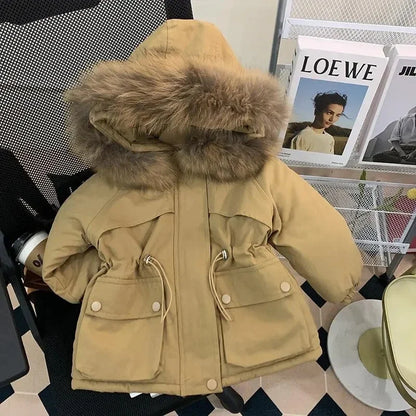 Girls’ Long-Sleeved Soft And Fluffy Winter Jackets childrensterritory