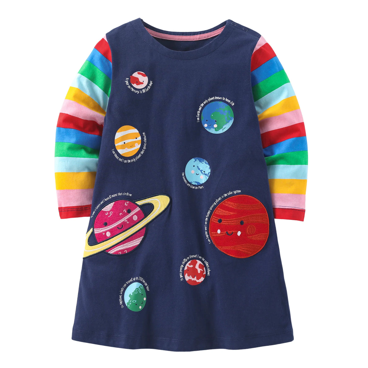 Horse Print Girls Long-Sleeved Casual Dresses childrensterritory